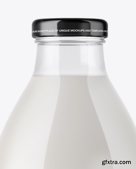 Clear Glass Milk Bottle Mockup 50141