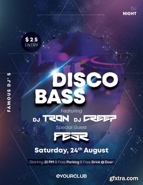 Disco Bass - Premium flyer psd template Disco Bass - Premium flyer psd template