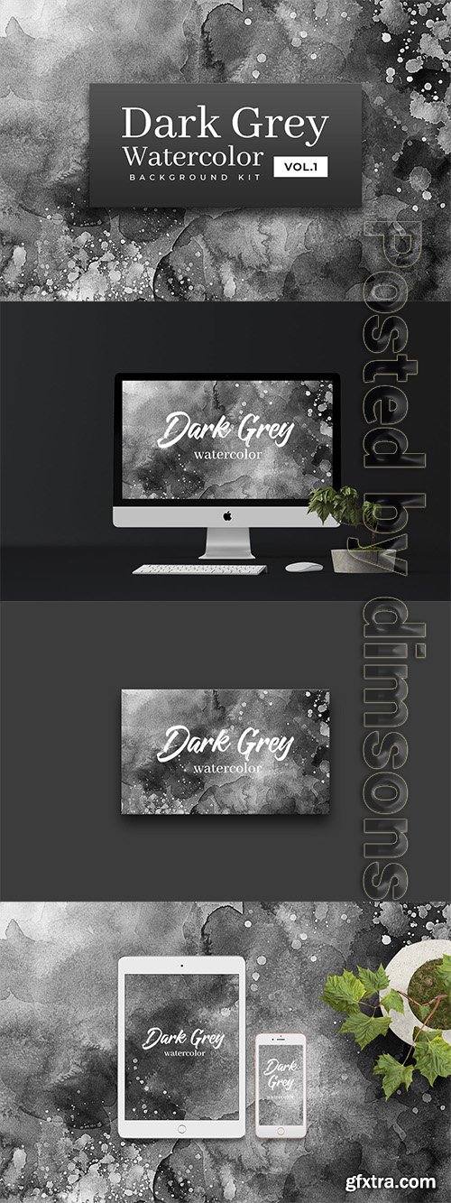Dark Gray Watercolor Kit Vol. 1
