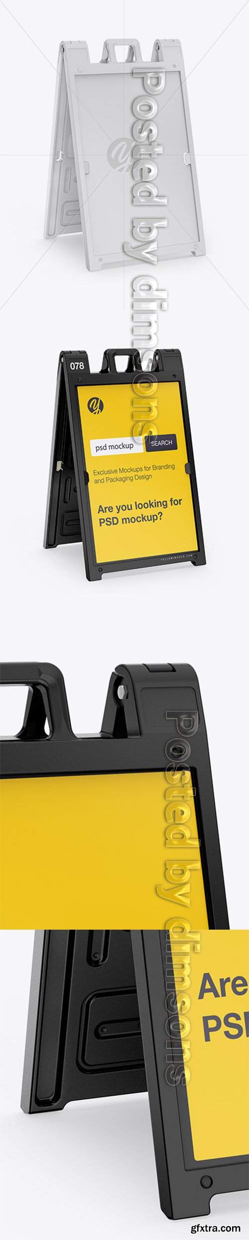 Plastic Sign A-Frame Mockup - Right Half Side View 20669 Plastic Sign A-Frame Mockup - Right Half Side View 20669