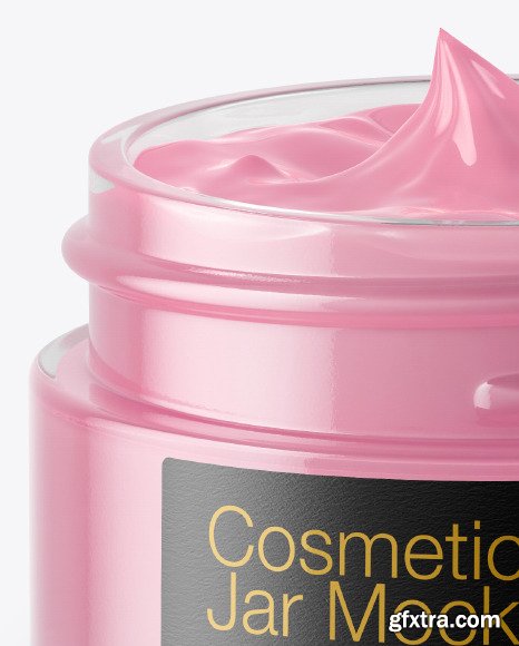 Opened Clear Glass Cosmetic Jar Mockup 50327