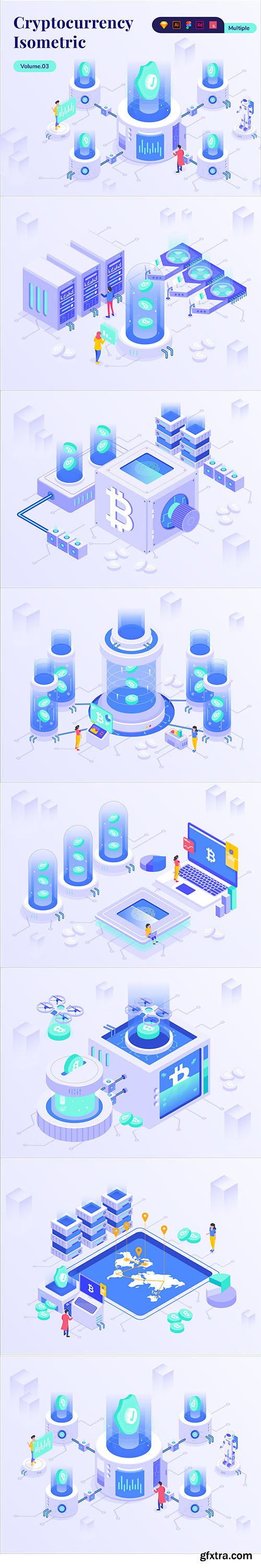 Cryptocurrency Business Isometric Kit Vol.03