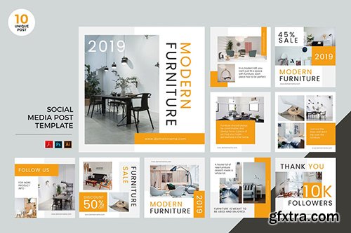 Modern Furniture Social Media Kit PSD & AI Modern Furniture Social Media Kit PSD & AI