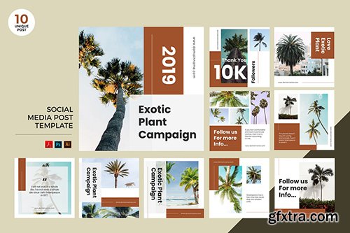 Exotic Tropical Plant Social Media Kit PSD & AI Exotic Tropical Plant Social Media Kit PSD & AI