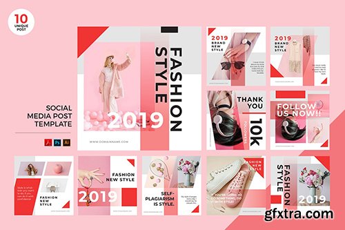 Pink Fashion Style Social Media Kit PSD & AI Pink Fashion Style Social Media Kit PSD & AI