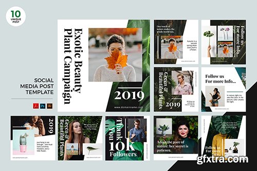 Green Nature Startup Social Media Kit PSD & AI Green Nature Startup Social Media Kit PSD & AI