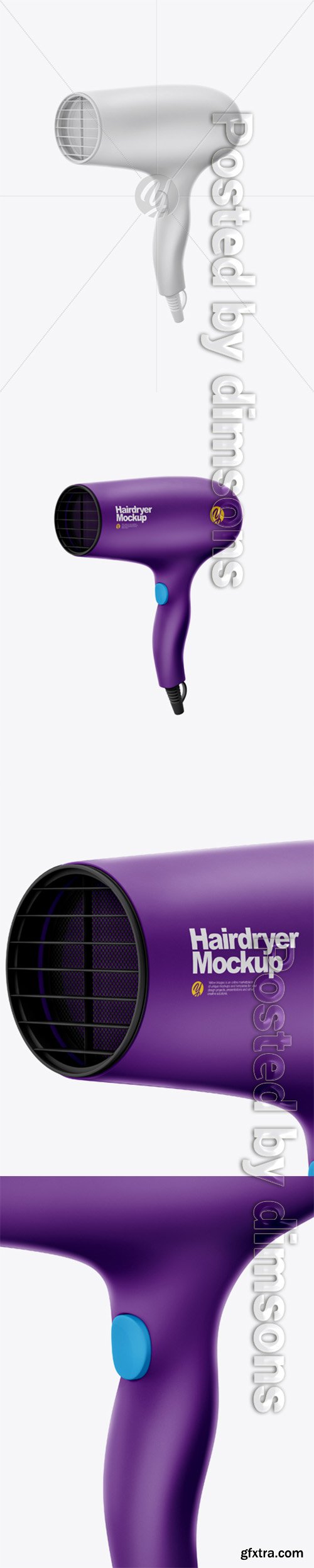 Matte Hairdryer Mockup - Half Side View 31349 Matte Hairdryer Mockup - Half Side View 31349