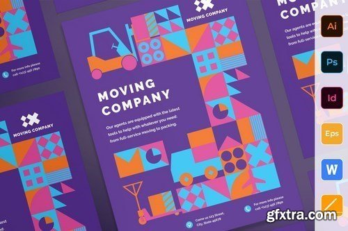 Moving Company Poster Flyer Business Card Brochure Bifold Trifold