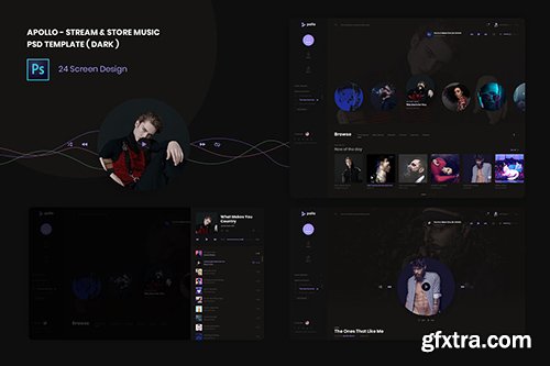 Stream & Store Music PSD and XD Template ( Dark version )