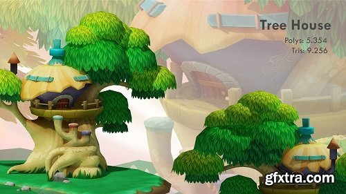 Cartoon forest VR / AR / low-poly 3D model