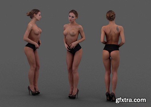 Nude Girl Posing 3D Model scanned