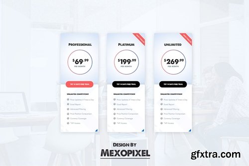Business Pricing Table UX PSD Template