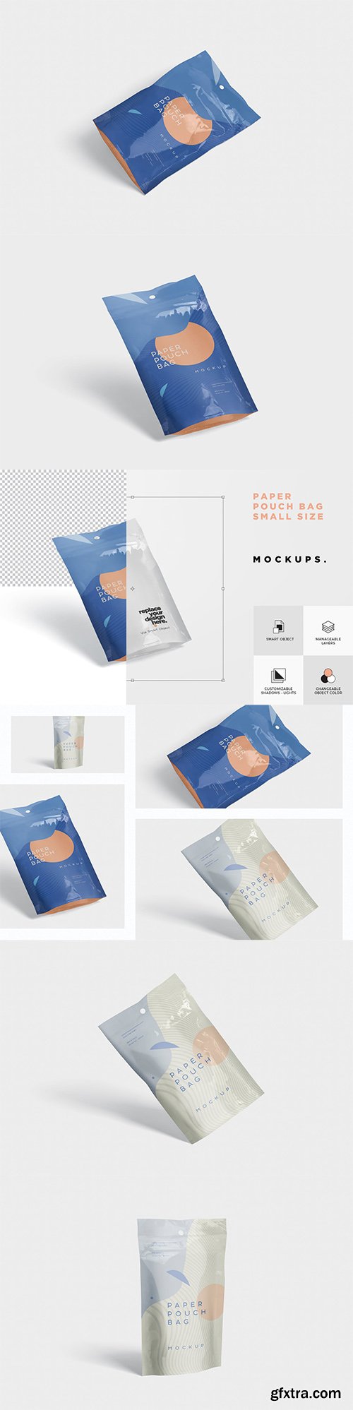 Paper Pouch Bag Mockup in Small Size Paper Pouch Bag Mockup in Small Size