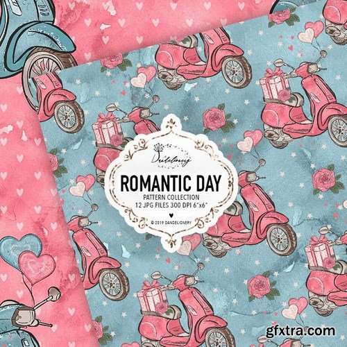 Romantic Day digital paper pack design