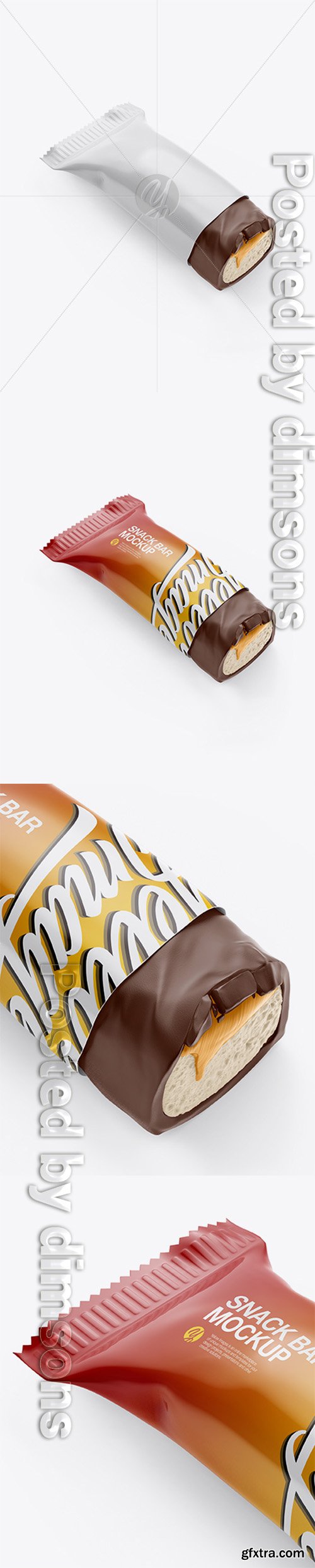 Opened Glossy Snack Bar Mockup - Half Side View 27865