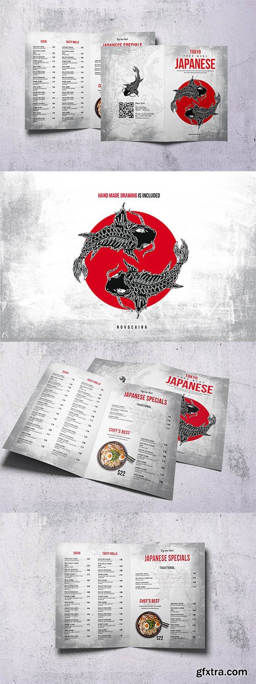 Japanese Cuisine Bifold A4 & US Letter Food Menu