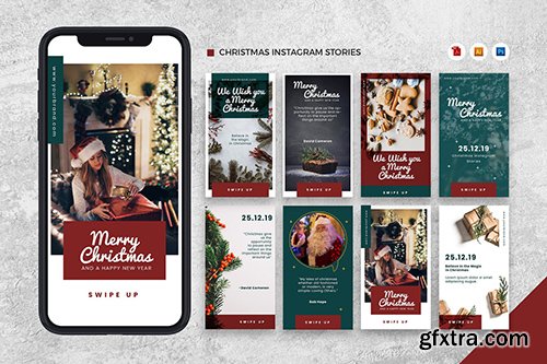 Merry Christmas Instagram Stories AI and PSD