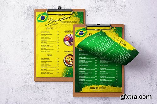 Brazilian Cuisine A4 & US Letter Single Page Menu Brazilian Cuisine A4 & US Letter Single Page Menu
