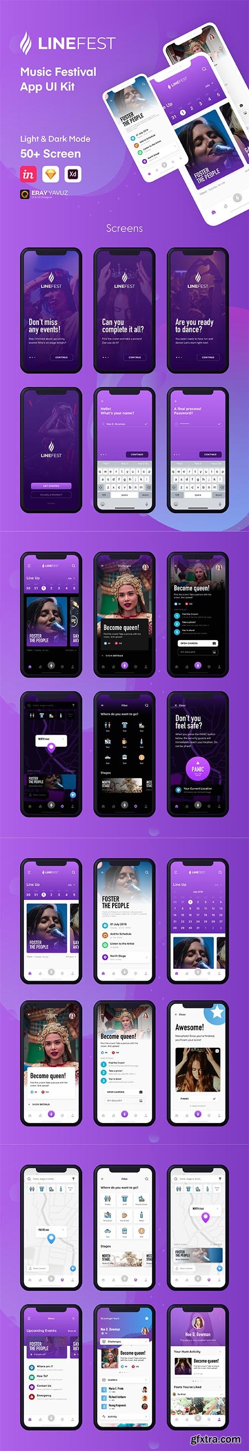LineFest - Music Festival Mobile App UI Kit