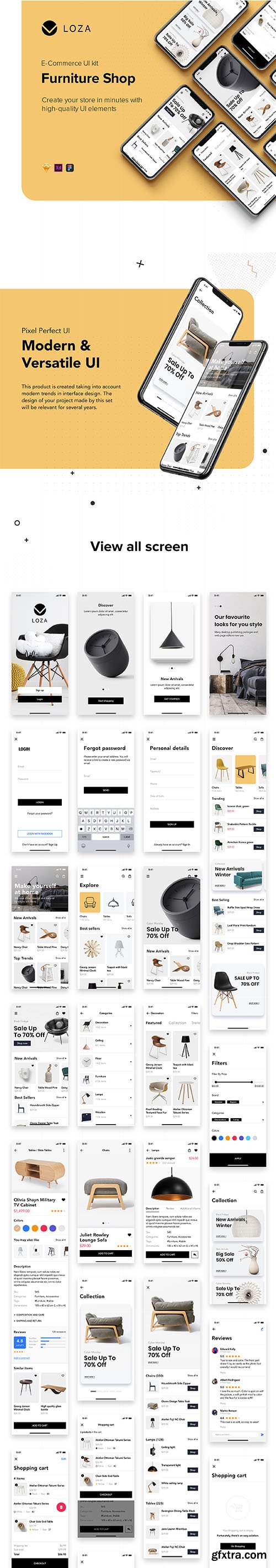 Loza - Furniture Shop App UI Kit Loza - Furniture Shop App UI Kit