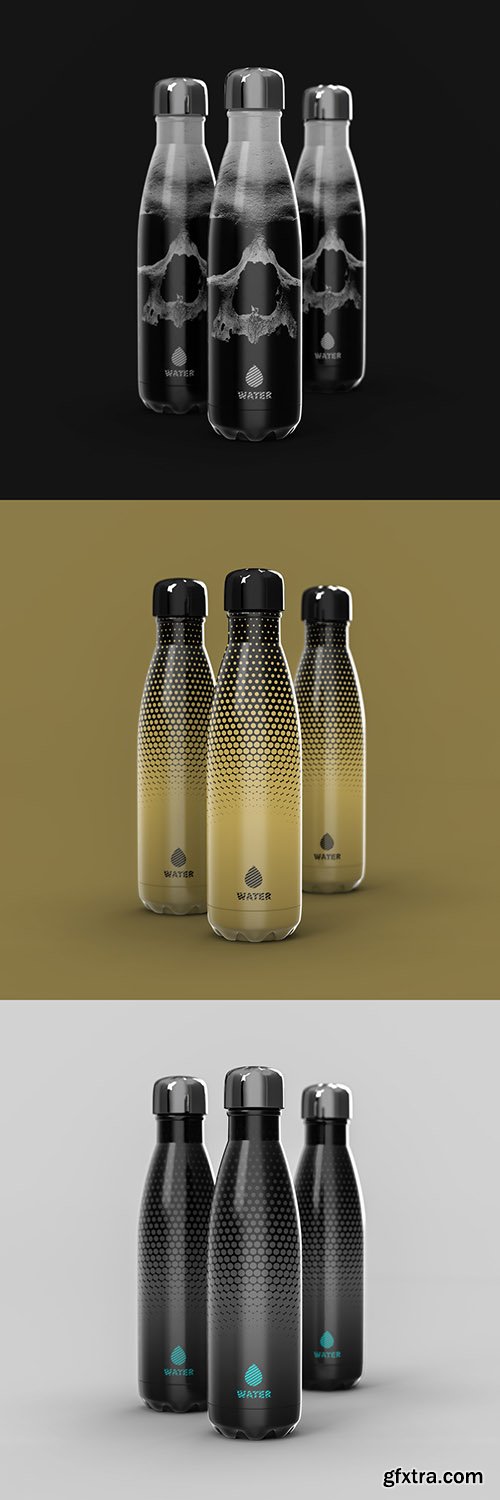 Black Vacuum Bottle Set Mockup 296125079 Black Vacuum Bottle Set Mockup 296125079