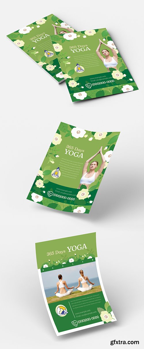 Yoga Flyer Layout with Green Accents 213693625 Yoga Flyer Layout with Green Accents 213693625