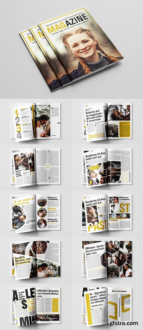 Magazine Layout with Yellow Accents 297371987 Magazine Layout with Yellow Accents 297371987