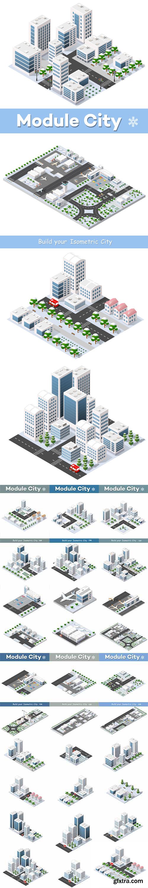 City Blocks in 3D - Vector Graphics - Build Your Isometric City !