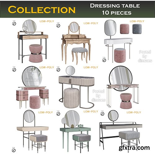 Cgtrader - Dressing table collection 3d model Low-poly 3D model Cgtrader - Dressing table collection 3d model Low-poly 3D model