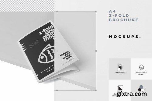 Z-Fold Brochure Mockup - Din A4 A5 A6 Size