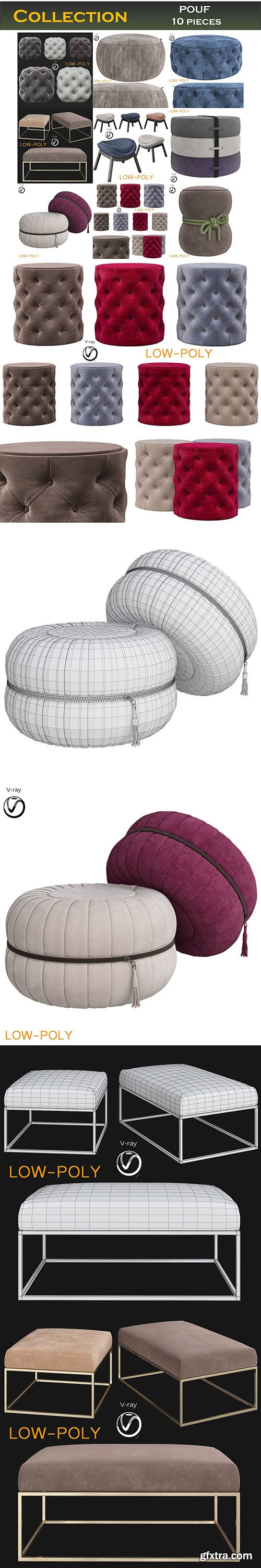 Cgtrader - POUF 10 pieces 3d model Low-poly 3D model Cgtrader - POUF 10 pieces 3d model Low-poly 3D model