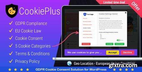CodeCanyon - Cookie Plus v1.3.6 - GDPR Cookie Consent Solution for WordPress - 21984547