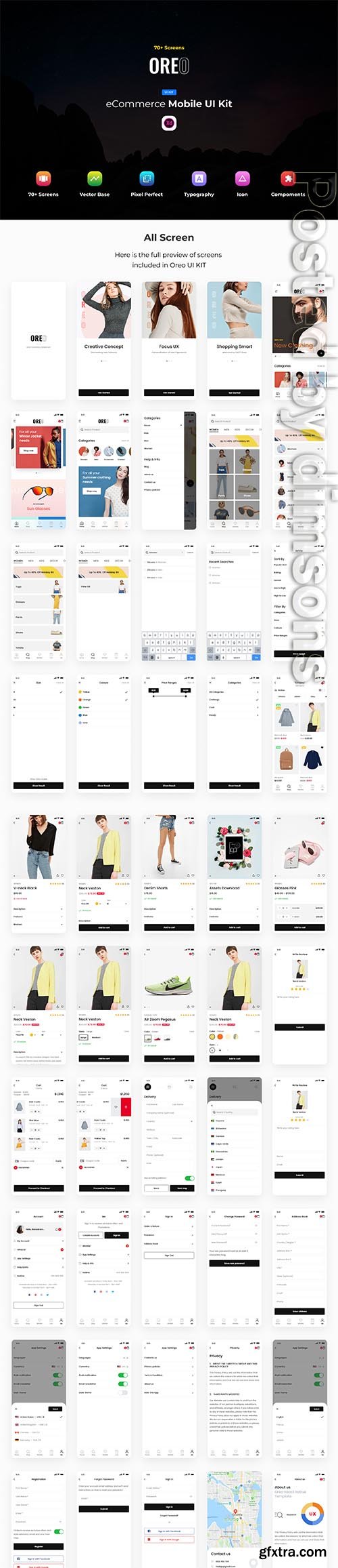 Oreo eCommerce Mobile UI Kit Oreo eCommerce Mobile UI Kit