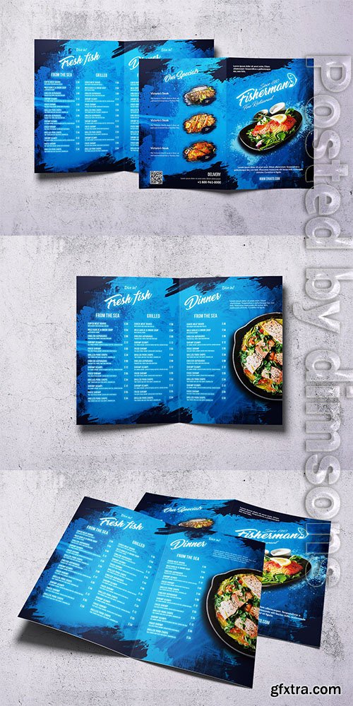 Fisherman Bifold A4 & US Letter Food Menu Fisherman Bifold A4 & US Letter Food Menu