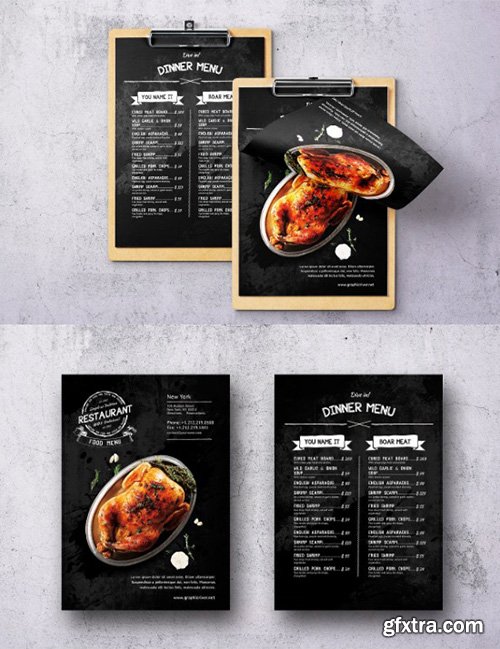 Vintage Wild Single Page A4 & US Letter Dark Menu Vintage Wild Single Page A4 & US Letter Dark Menu