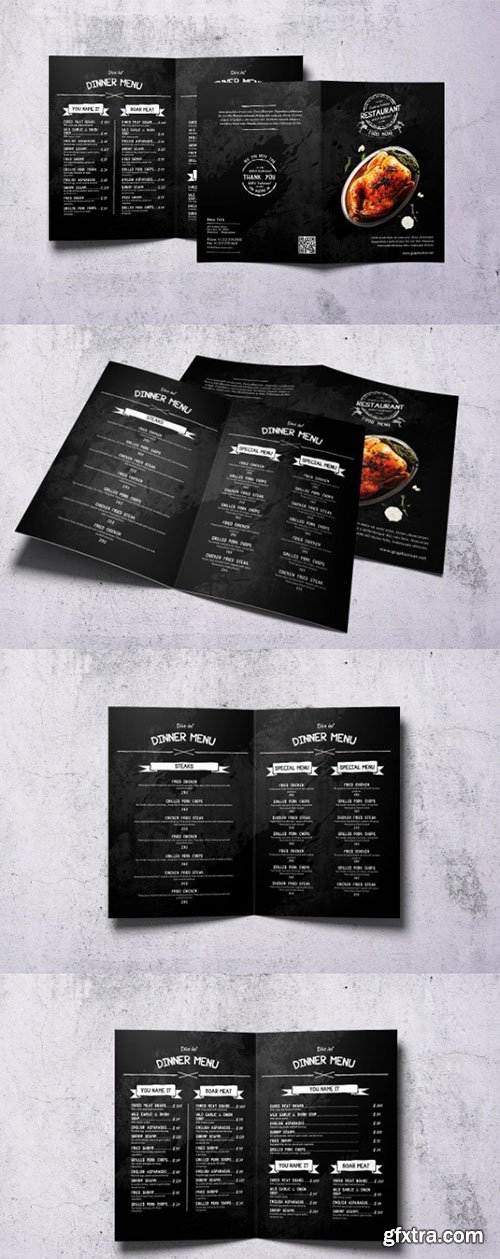 Vintage Wild Bifold A4 & US Letter Dark Menu Vintage Wild Bifold A4 & US Letter Dark Menu