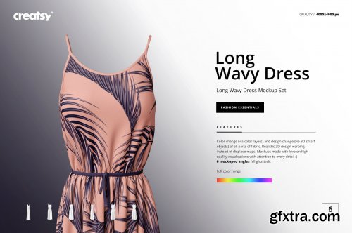 CreativeMarket - Long Wavy Dress Mockup Set 3750816