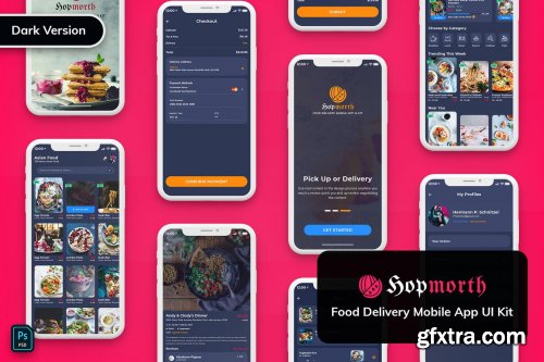 Hopmorth-Restaurant Mobile App UI Kit Dark Version