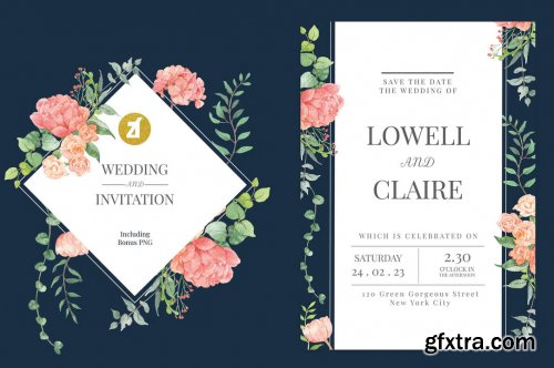 Floral Hand-drawn Watercolor Wedding Invitation