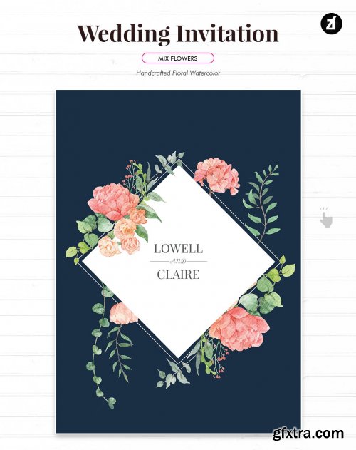 Floral Hand-drawn Watercolor Wedding Invitation
