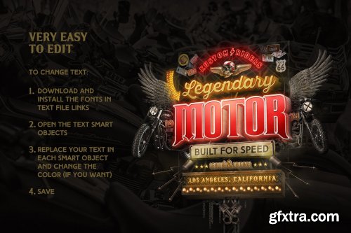 Light Sign Motorcycles Mockup 4149276