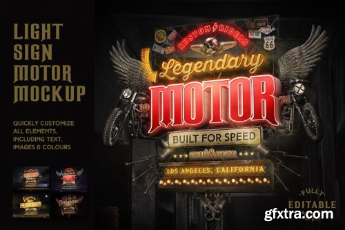 Light Sign Motorcycles Mockup 4149276
