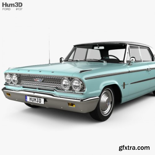 Ford Galaxie 500 hardtop with HQ interior 1963 3D model