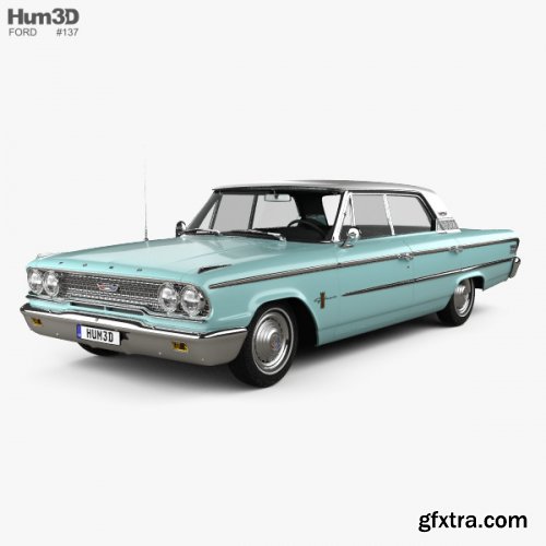 Ford Galaxie 500 hardtop with HQ interior 1963 3D model