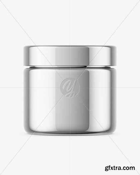 Glossy Metallic Cosmetic Jar Mockup 50662