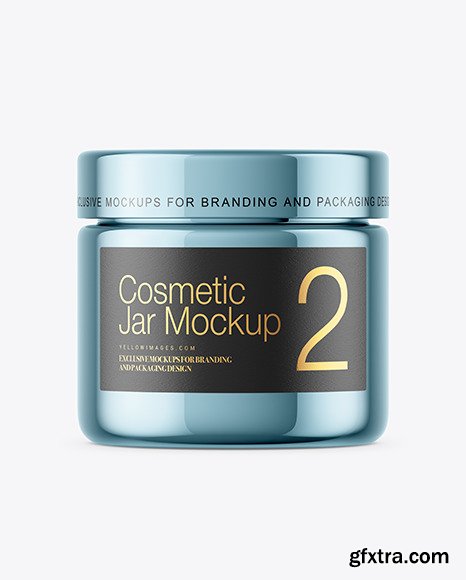 Glossy Metallic Cosmetic Jar Mockup 50662
