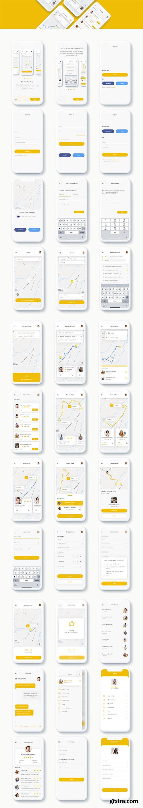 Yunu - Taxi App UI Kit Yunu - Taxi App UI Kit