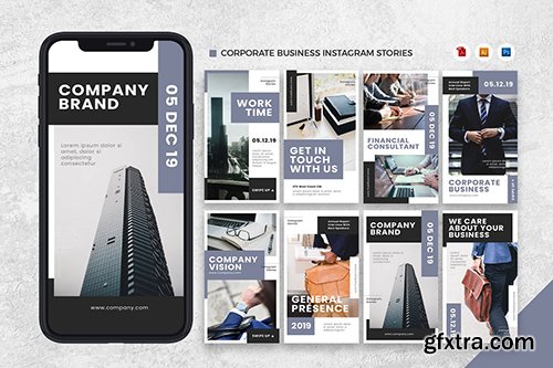 Corporate Business Instagram Stories AI and PSD