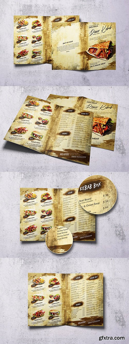 Doner Kebab Bifold A4 & US Letter Food Menu