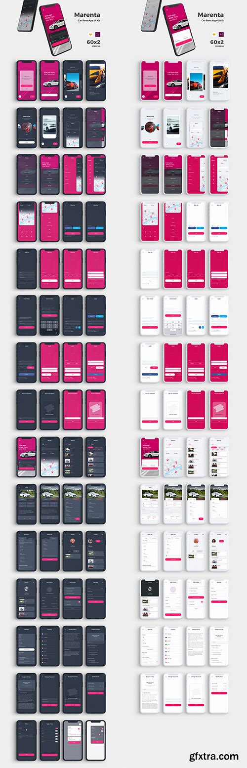 Marenta Car Rent App UI Kit Marenta Car Rent App UI Kit